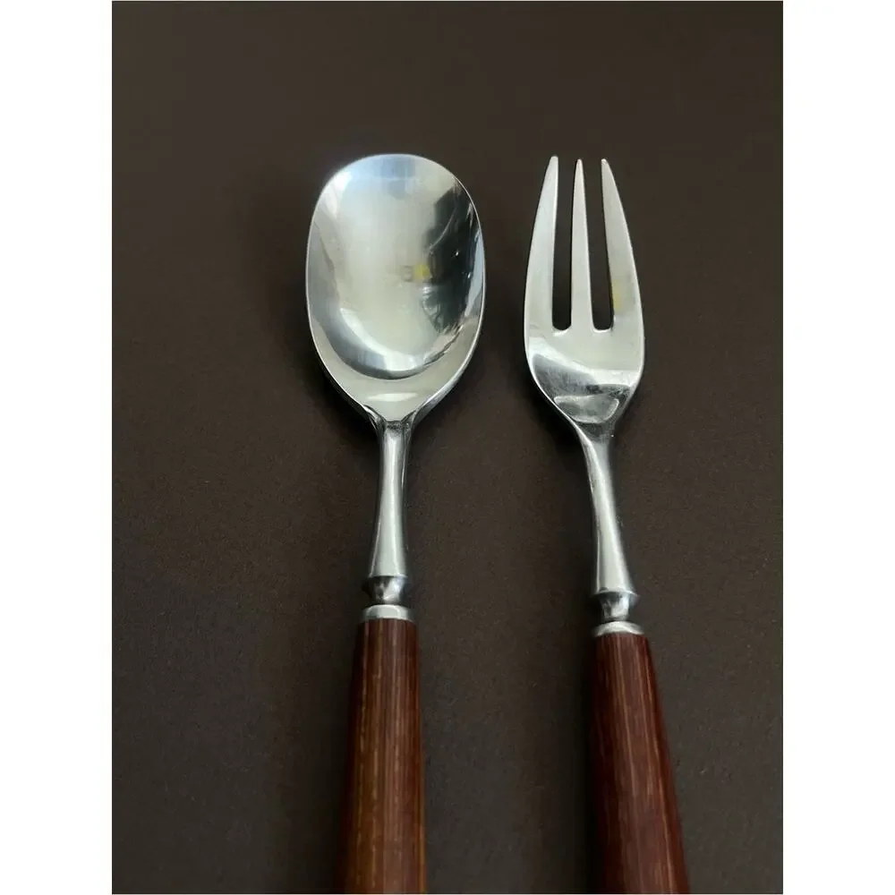 Vintage Dansk Wood Handle Serving Set